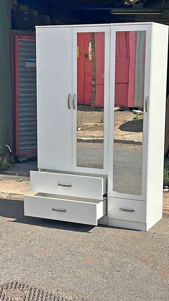 Bonn White 3 Door 2 Drawer Triple Wardrobe with Mirror